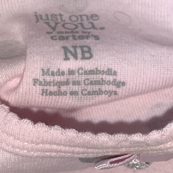 CARTERS PINK WITH SILVER POLKADOTS ONEIES TOP - Picture 3 of 3